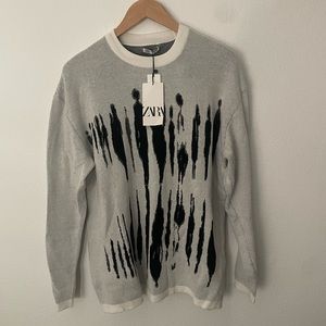 Zara graphic knit sweater MEDIUM